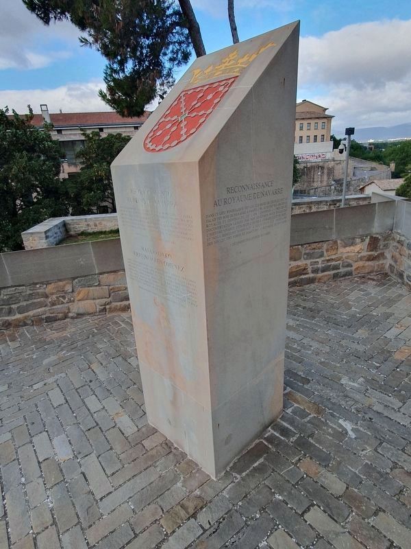 Acknowledgement to the Kingdom of Navarre Marker French text image. Click for full size.