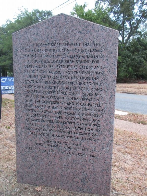 Home of Last Texas Confederate Governor Pendleton Murrah Marker image. Click for full size.