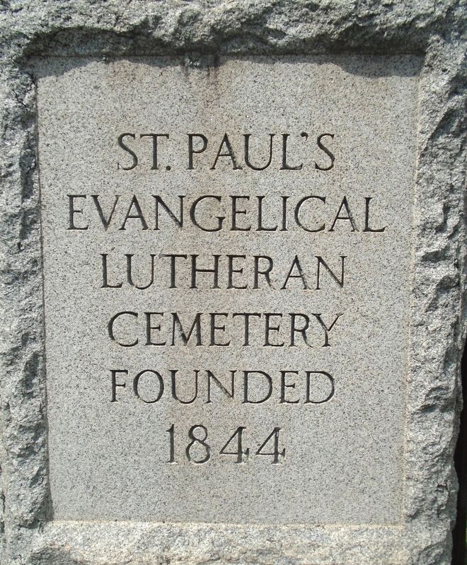 St. Paul's Evangelical Lutheran Cemetery Marker. Click for full size. St. Paul's Evangelical Lutheran Cemetery Marker image. Click for full size.