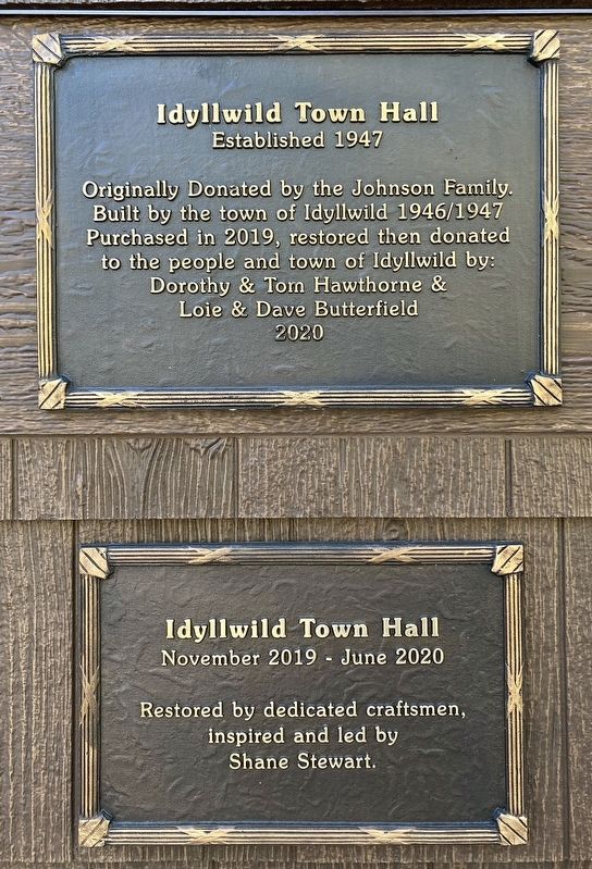 Idyllwild Town Hall Marker image. Click for full size.