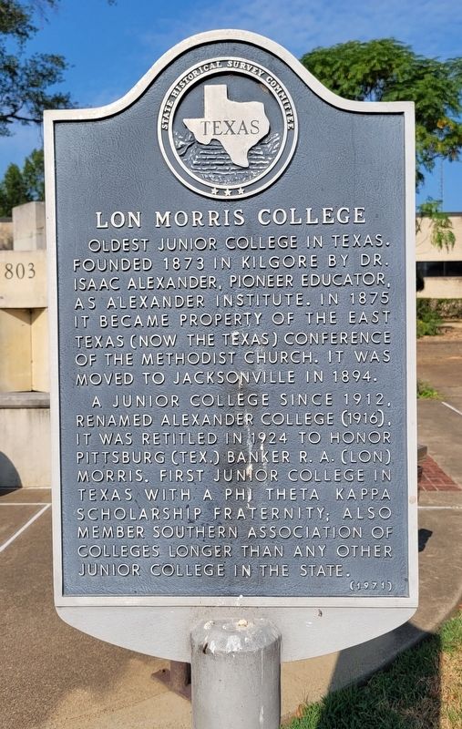Lon Morris College Marker image. Click for full size.