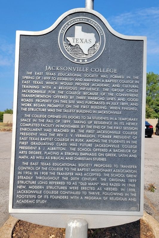 Jacksonville College Marker image. Click for full size.