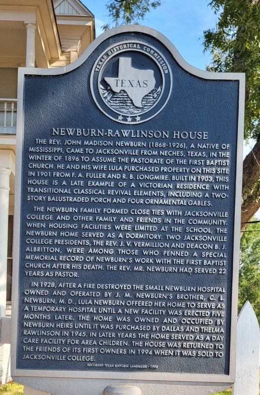 Newburn-Rawlinson House Marker image. Click for full size.