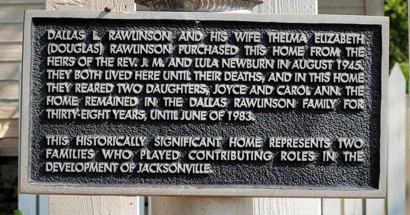Newburn-Rawlinson House Marker - 2nd Marker image. Click for full size.