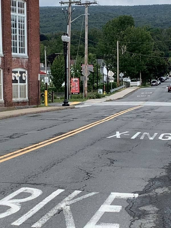 Looking East Along Hoosac Street Towards the Marker And Railroad Station. Click for full size. Looking East Along Hoosac Street Towards the Marker And Railroad Station image. Click for full size.
