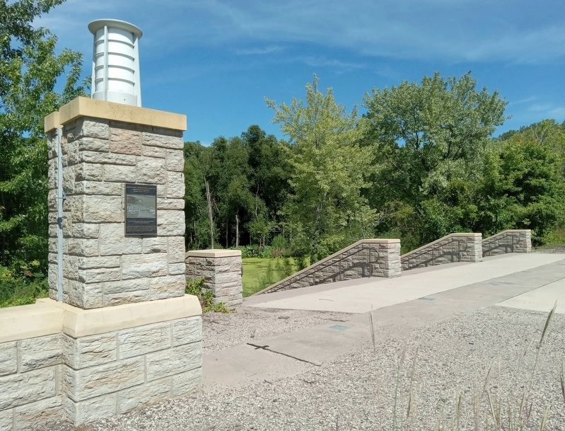 Saint Paul Downtown Airport Seaplane Harbor Marker and replica access stairs. Click for full size. Saint Paul Downtown Airport Seaplane Harbor Marker and replica access stairs image. Click for full size.