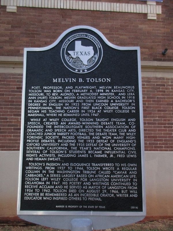 Melvin B. Tolson Marker image. Click for full size.