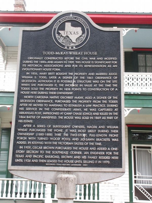 Todd-McKay-Wheat House Marker image. Click for full size.