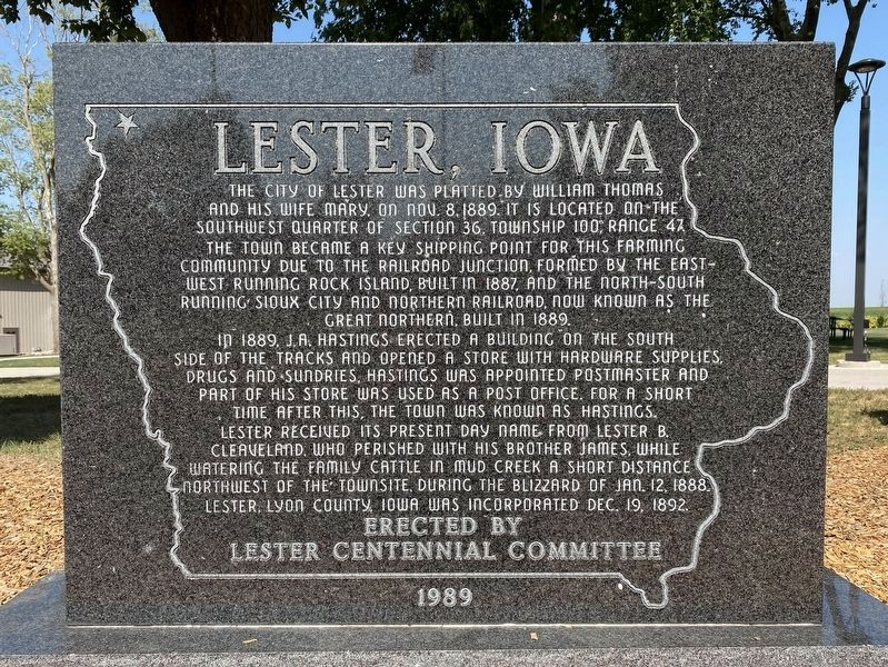 Lester, Iowa Marker image. Click for full size.