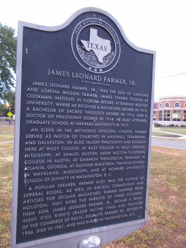 James Leonard Farmer, Sr. Marker. Click for full size. James Leonard Farmer, Sr. Marker image. Click for full size.