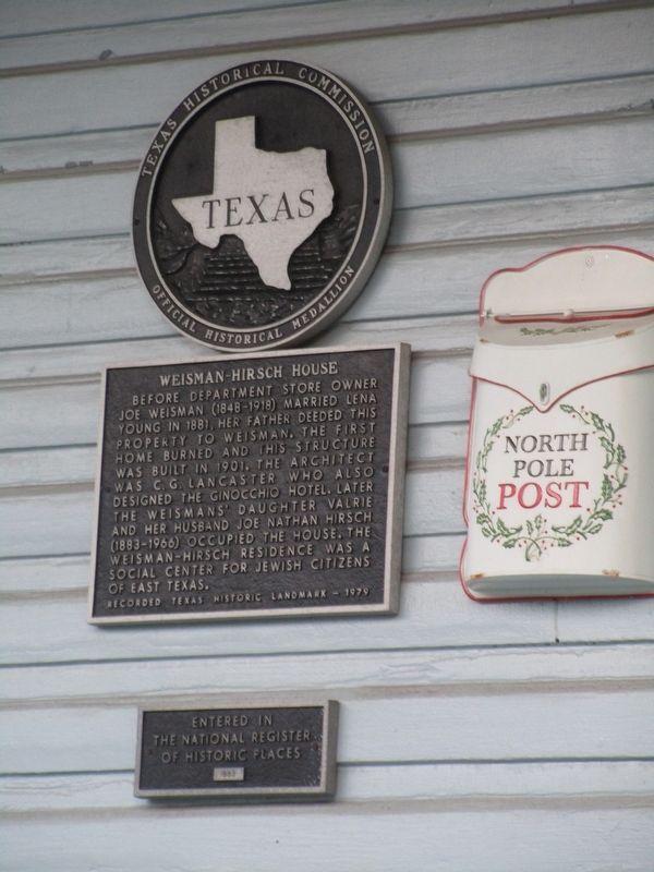 Weisman-Hirsch House Marker. Click for full size. Weisman-Hirsch House Marker image. Click for full size.