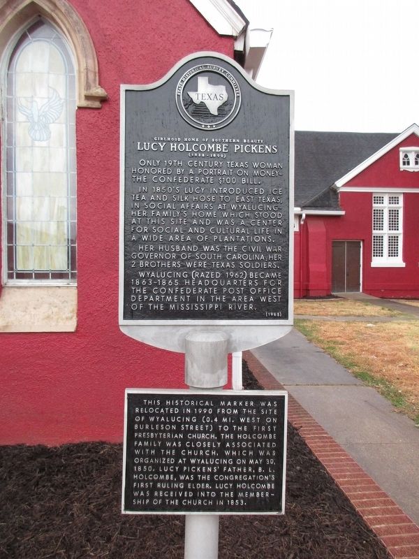 Girlhood Home of Southern Beauty Lucy Holcombe Pickens Marker image. Click for full size.