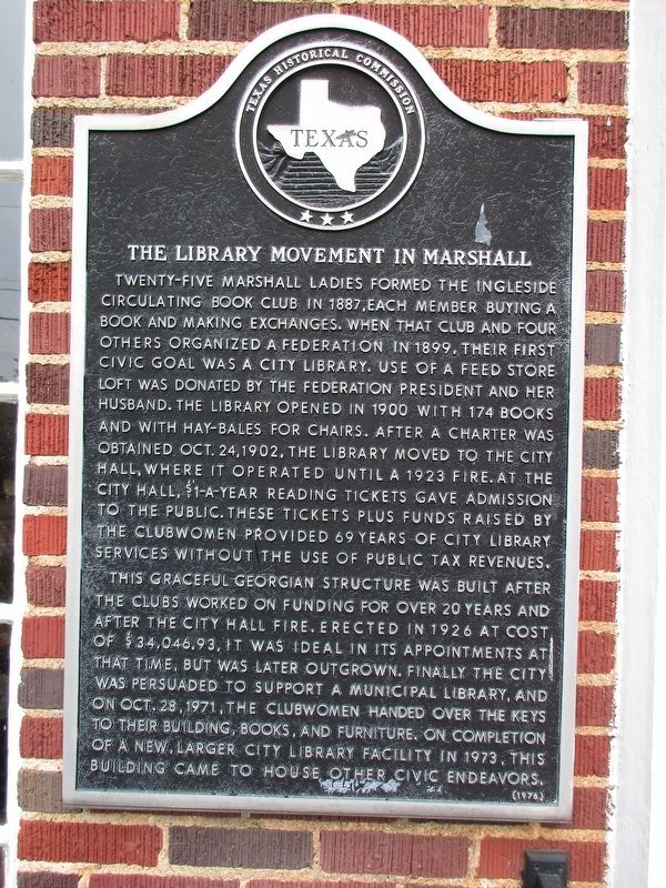 The Library Movement in Marshall Marker image. Click for full size.