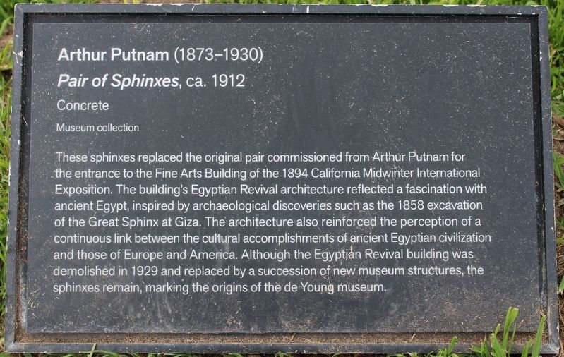 Pair of Sphinxes Marker. Click for full size. Pair of Sphinxes Marker image. Click for full size.