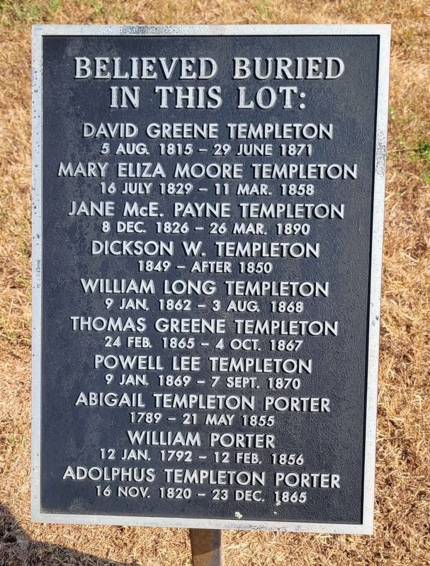 Additional Marker of other Templeton family members buried at the gravesite image. Click for full size.