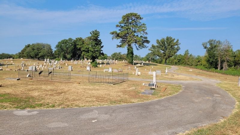 The Jackson Smith Marker is near the roadway in the cemetery image. Click for full size.