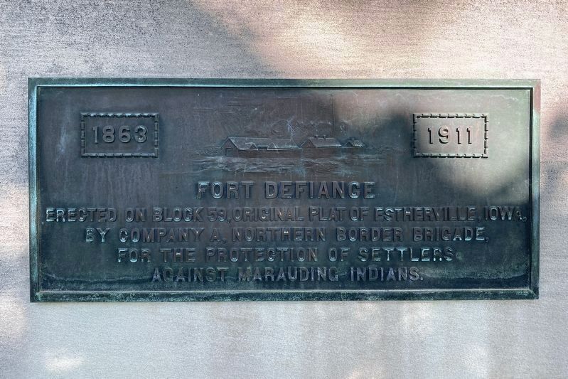 Fort Defiance Marker, west side plaque image. Click for full size.