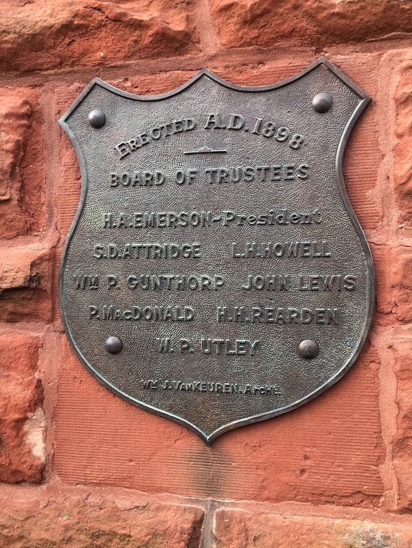 1898 dedication plaque. Click for full size. 1898 dedication plaque image. Click for full size.