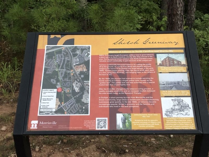 History of Tobacco in North Carolina and Morrisville Marker image. Click for full size.