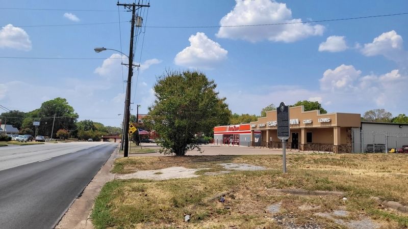 The view of the Site of Hawn Lumber Company Marker along the highway image. Click for full size.