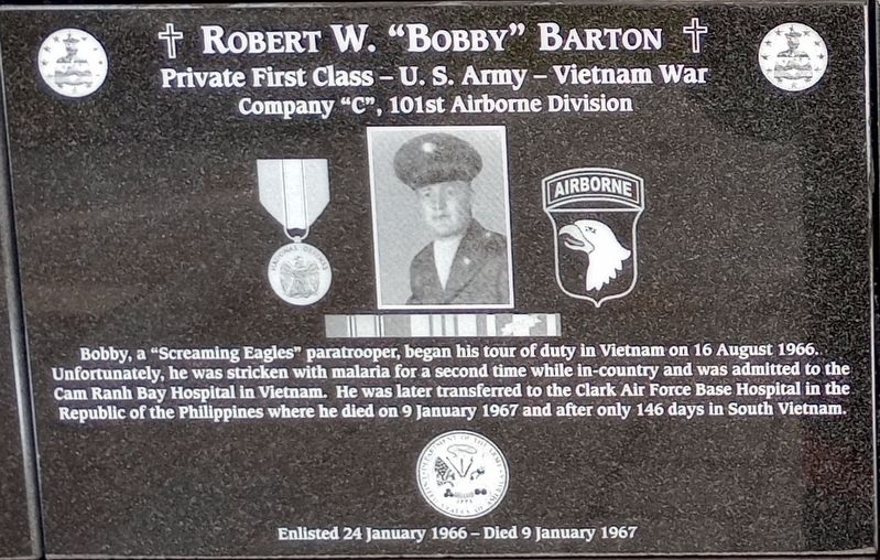 Robert W. "Bobby" Barton Marker image. Click for full size.