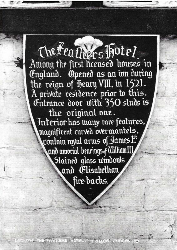Feathers Hotel Marker, Plaque Former image. Click for full size.