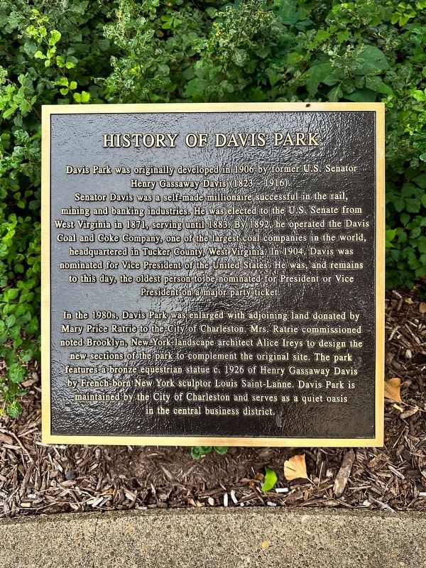 History of Davis Park Marker image. Click for full size.