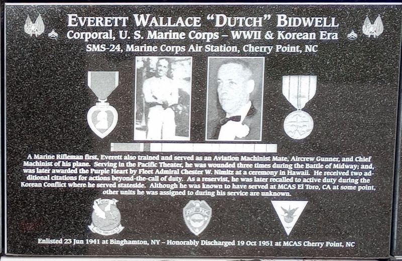 Everett Wallace "Dutch" Bidwell Marker image. Click for full size.