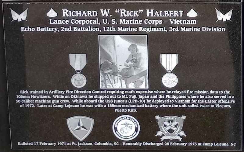Richard W. "Rick" Halbert Marker image. Click for full size.