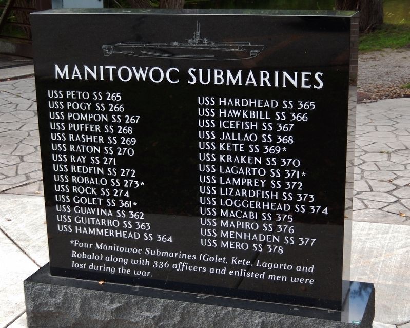 Manitowoc Submarines Marker (<i>east side</i>) image. Click for full size.