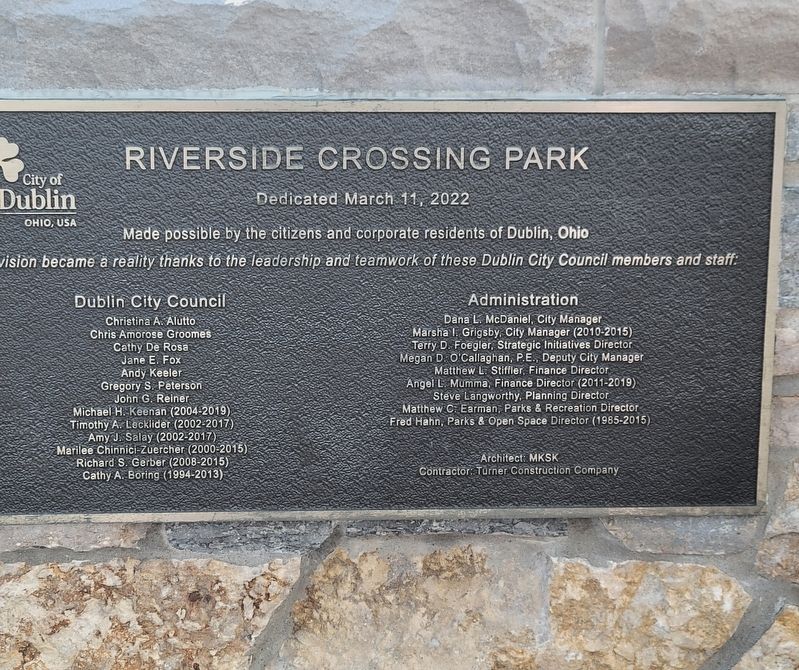 Riverside Crossing Park Tablet image. Click for full size.