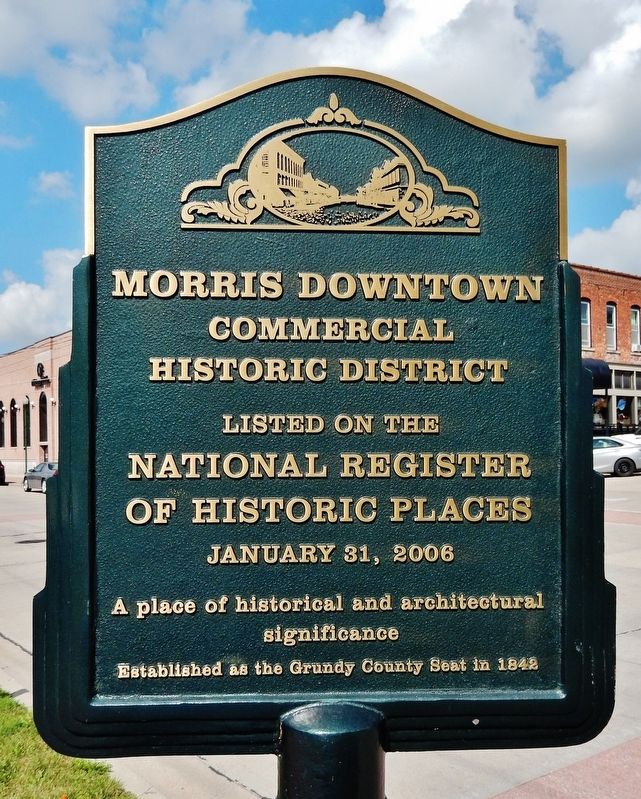 Morris Downtown Commercial Historic District Marker image. Click for full size.