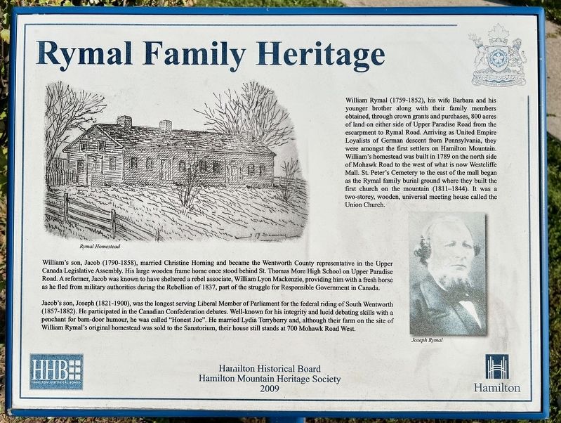 Rymal Family Heritage Marker image. Click for full size.