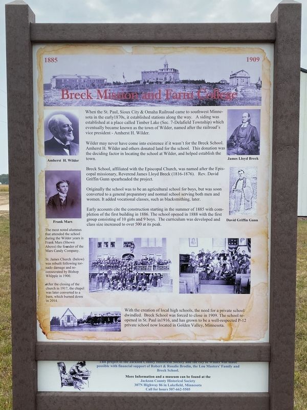 Breck Mission and Farm College side of marker image. Click for full size.