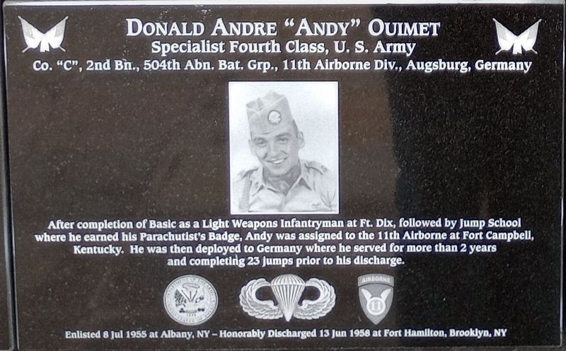 Donald Andre "Andy" Ouimet Marker image. Click for full size.