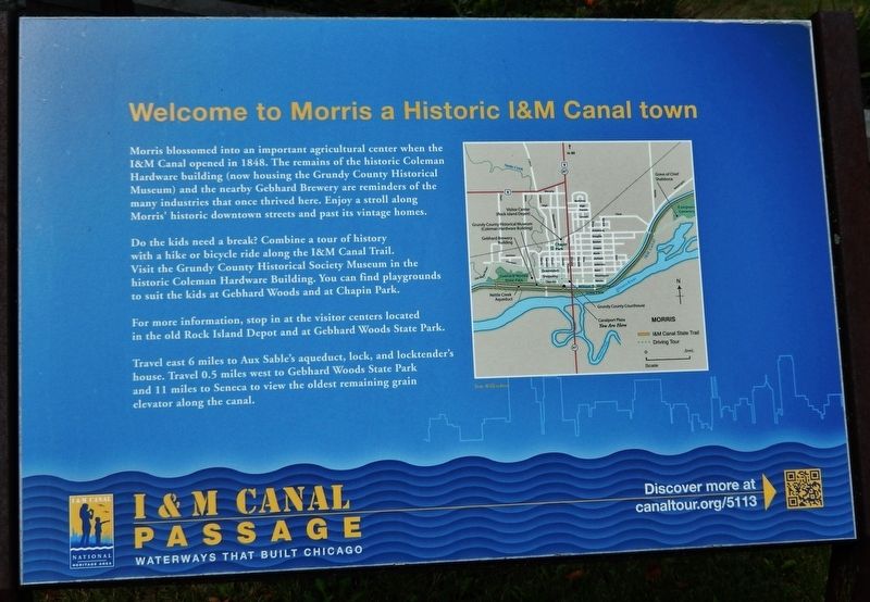Welcome to Morris a Historic I&M Canal town Marker image. Click for full size.