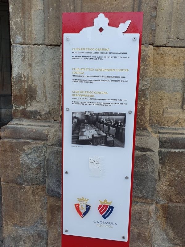 Club Atlético Osasuna Headquarters Marker. Click for full size. Club Atlético Osasuna Headquarters Marker image. Click for full size.