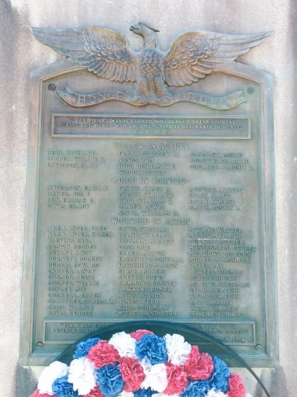 Wayne County WWI Veterans Memorial Marker image. Click for full size.