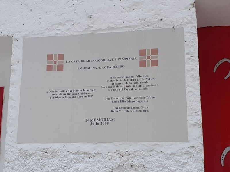 La Casa de Misericordia de Pamplona Marker. Click for full size. La Casa de Misericordia de Pamplona Marker image. Click for full size.