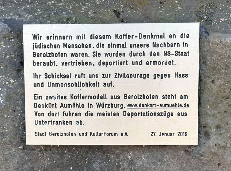 Gerolzhofen Holocaust Memorial Marker image. Click for full size.