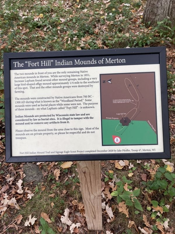 The “Fort Hill” Indian Mounds of Merton Marker. Click for full size. The “Fort Hill” Indian Mounds of Merton Marker image. Click for full size.