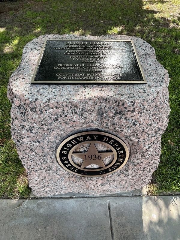 Burnet County Marker. Click for full size. Burnet County Marker image. Click for full size.