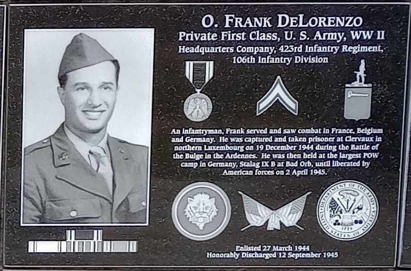 O. Frank DeLorenzo Marker. Click for full size. O. Frank DeLorenzo Marker image. Click for full size.
