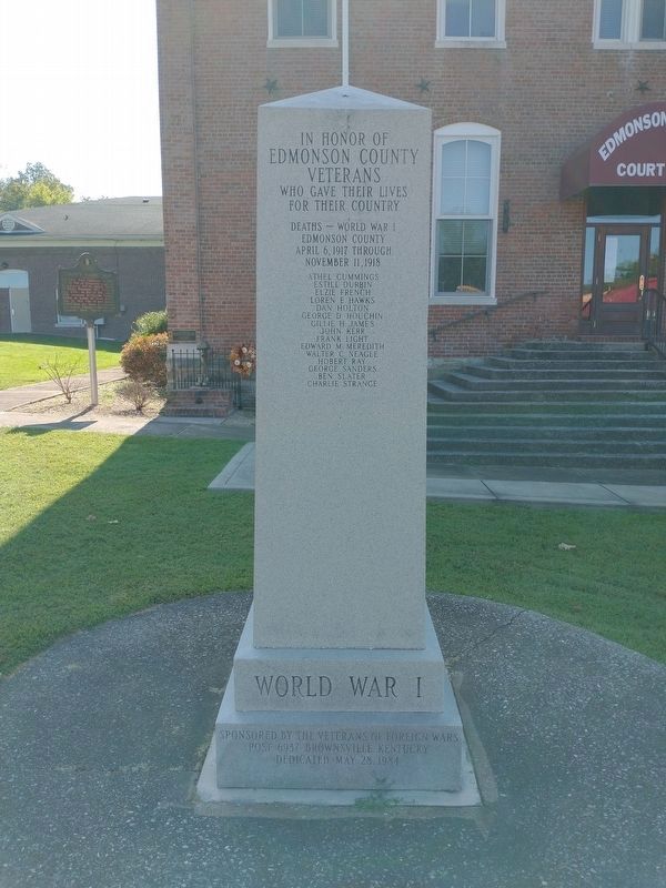 Edmonson County Veterans Memorial Marker - World War I. Click for full size. Edmonson County Veterans Memorial Marker - World War I image. Click for full size.