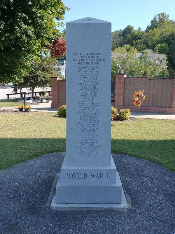 Edmonson County Veterans Memorial - World War II. Click for full size. Edmonson County Veterans Memorial - World War II image. Click for full size.