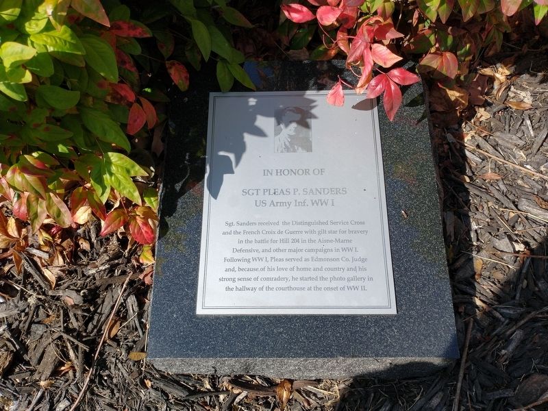 In Honor of Sgt Pleas P. Sanders Marker. Click for full size. In Honor of Sgt Pleas P. Sanders Marker image. Click for full size.