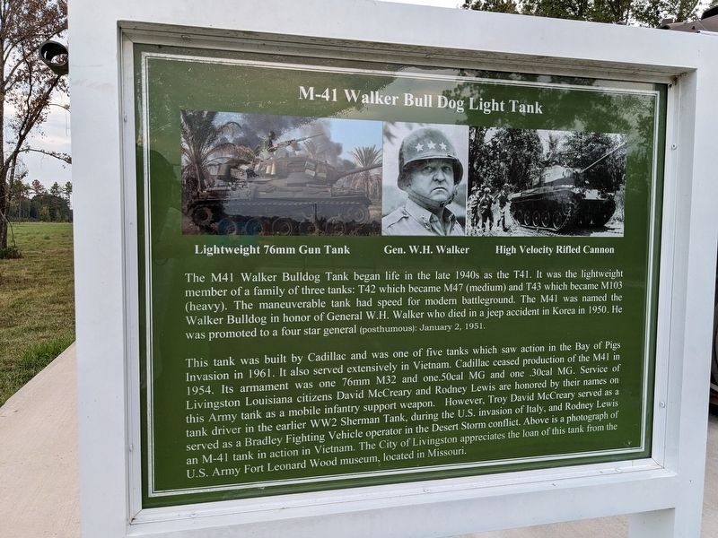 M-41 Walker Bull Dog Light Tank Marker. Click for full size. M-41 Walker Bull Dog Light Tank Marker image. Click for full size.