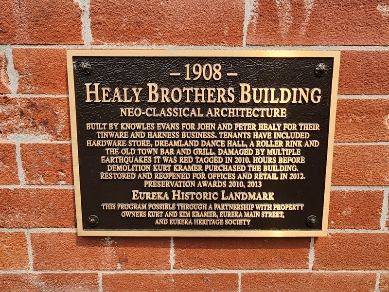Healy Brothers Building Marker. Click for full size. Healy Brothers Building Marker image. Click for full size.