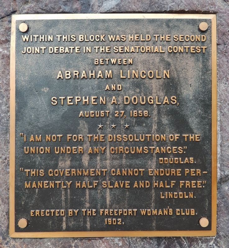 Second Lincoln-Douglas Debate Boulder Marker. Click for full size. Second Lincoln-Douglas Debate Boulder Marker image. Click for full size.
