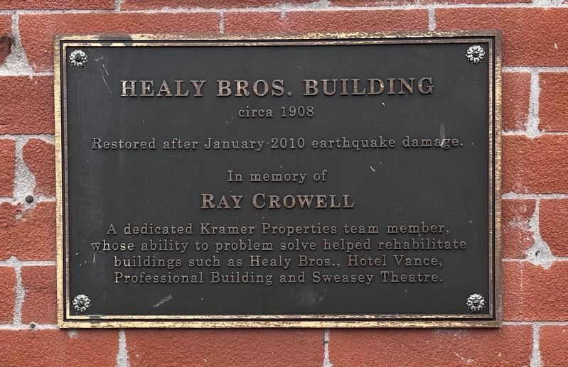 Healy Bros. Building Marker No. 2. Click for full size. Healy Bros. Building Marker No. 2 image. Click for full size.